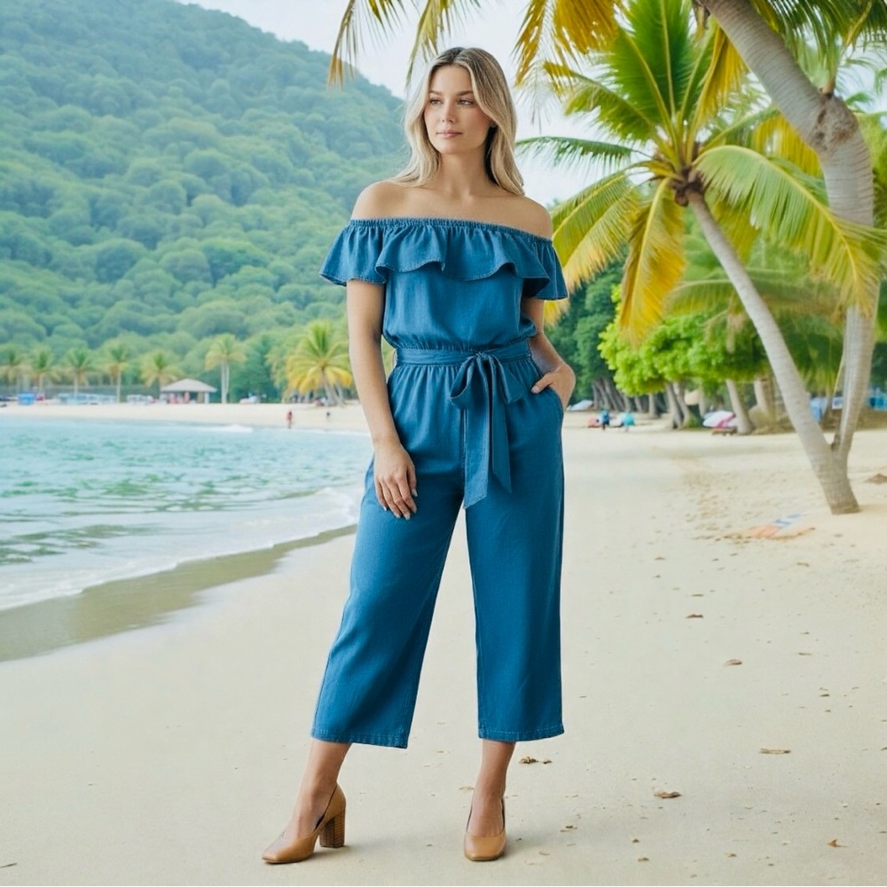 NWT Tommy Bahama Chambray OTS Crop Jumpsuit – Size XS